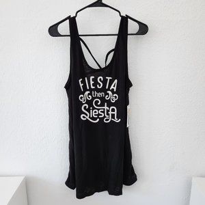 Tipsy Elves Swim Swimsuit Bathing Suit Cover Up Black Fiesta Then Siesta Medium